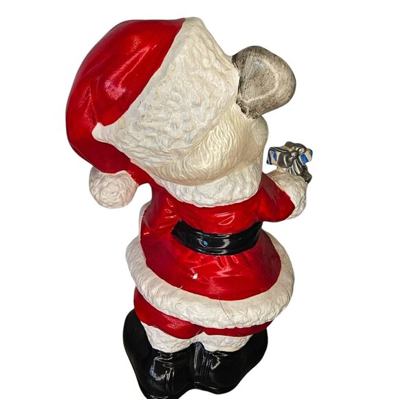 Kitschy Vintage Mr Mrs Santa Claus Mice Wasted Ceramic Handpainted 9.5" Red 70s - Picture 8 of 13